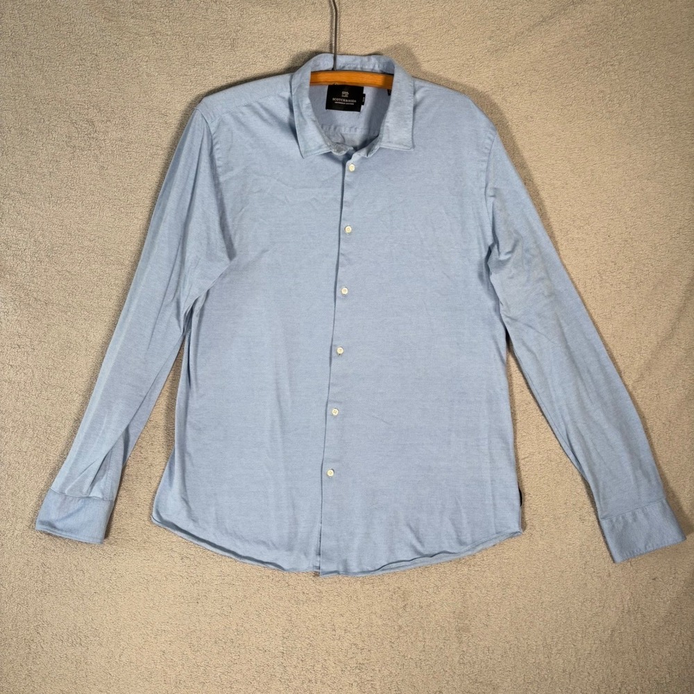 Scotch Soda‎ Button Down Shirt Men's XXL Slim Fit Light Blue Long Sleeve Preppy
